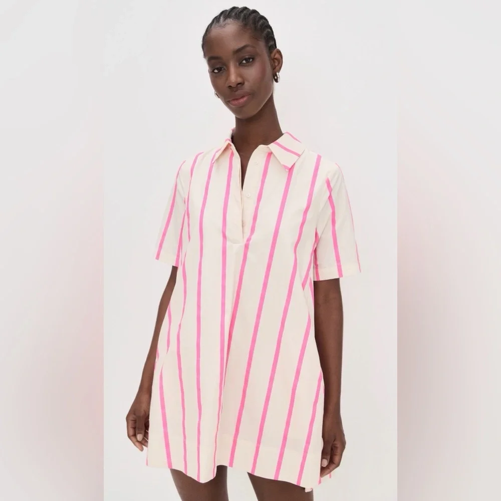 NWT English Factory Woman’s Button Down Shirt with Pink and Cream Stripes - Picture 5 of 8